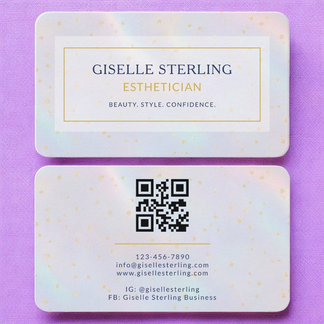 Carte De Visite Esthetician Holographic QR Code (Créateur téléchargé)