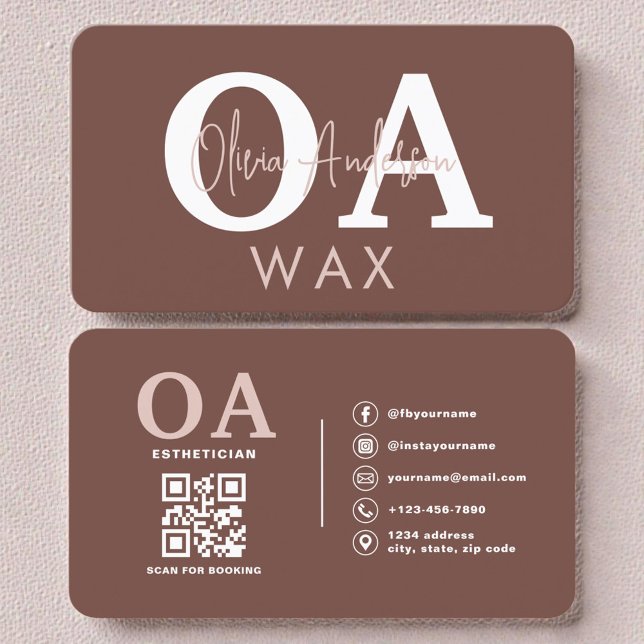 Carte De Visite Esthetician QR Code Terracotta Wax Specialist  (Créateur téléchargé)