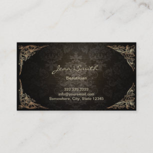 Carte De Visite Esthéticien foncé de damassé encadré par cru