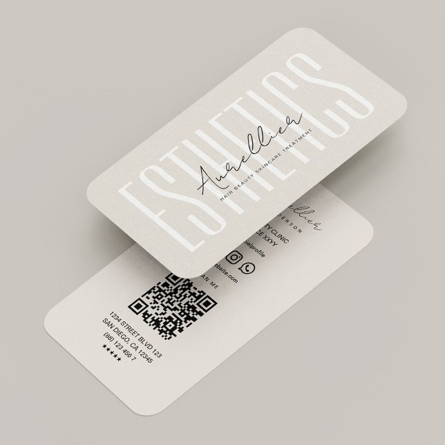 Carte De Visite Esthéticienne agréée Code QR minimal sable (Licensed Esthetician Sand Minimal QR Code Business Card
)