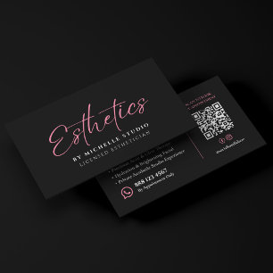 Carte De Visite Esthéticienne licenciée élégante Script rose esthé