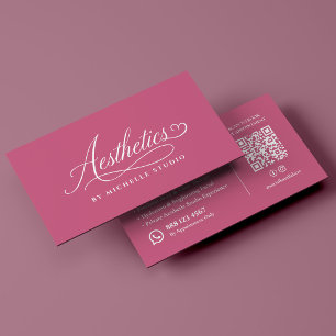 Carte De Visite Esthéticienne Luxe Script Esthétique Rose
