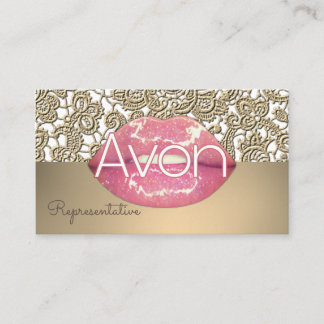 Carte De Visite Esthétique Avon personnalisée en dentelle rose et 