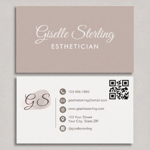 Carte De Visite Esthétique Blush Mauve moderne élégant QR Code