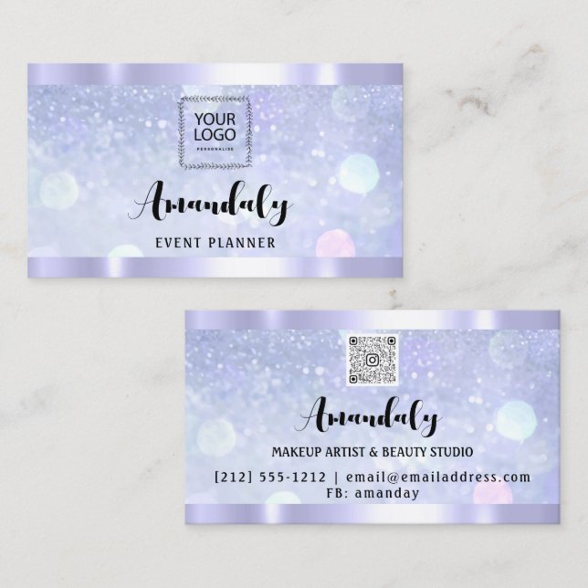 Carte De Visite Esthétique Lash Nails cheveux QR Code Logo BlueFra (Devant / Derrière)