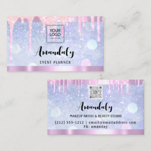 Carte De Visite Esthétique Lash Nails Cheveux QR Code Logo Rose Bl