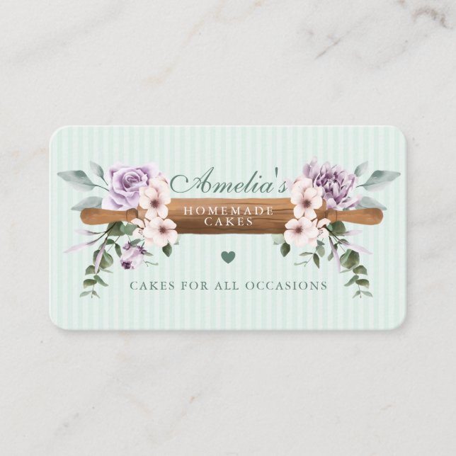 Carte De Visite Étanche à rouleaux de la boulangerie à l'aquarelle (Devant)