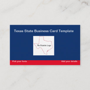 Carte De Visite État du Texas rouge, bleu blanc