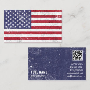 Carte De Visite États-Unis Drapeau Patriotique Américain Rouge Ble