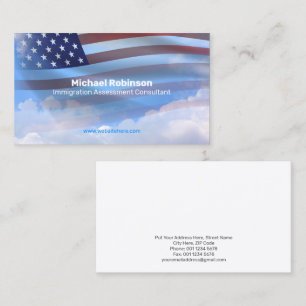 Carte De Visite États-Unis Drapeau sur le magnifique paysage nuage