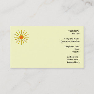 Carte De Visite Été ensoleillé Sun. Jaune sur la crème