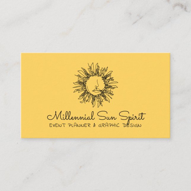 Carte De Visite Été Jaune Abstrait Soleil céleste (Devant)