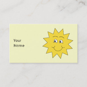 Carte De Visite Été jaune lumineux Sun. Visage de sourire