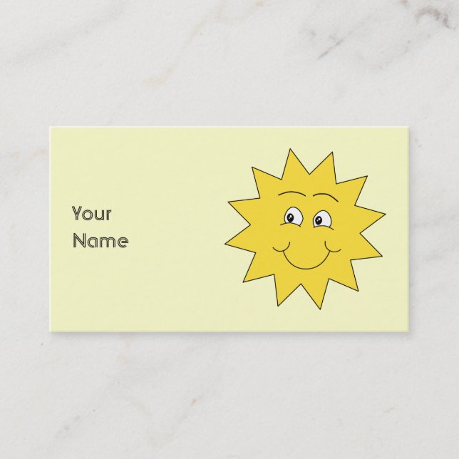 Carte De Visite Été jaune lumineux Sun. Visage de sourire (Devant)