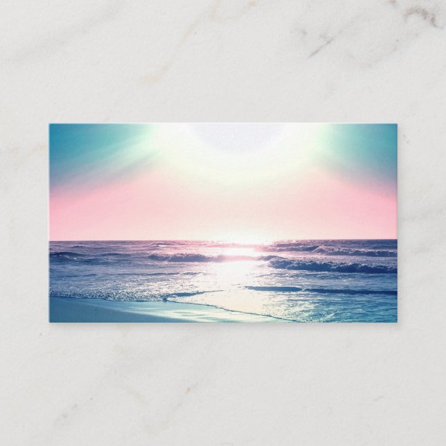 Carte De Visite Eté Mer coucher de soleil Plage tropicale Photo (Devant)