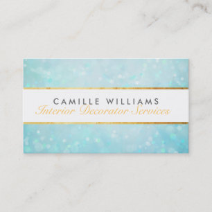 Carte De Visite ETHEREAL BOKEH motif élégant or strip bleu