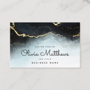 Carte De Visite Ethereal Mist Ombre Marine Aquarelle bleu Moody