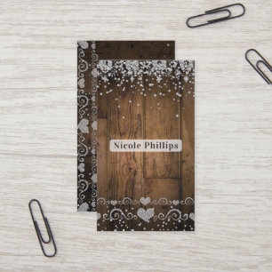 Carte De Visite Étincelle fascinante en bois de diamants de grange