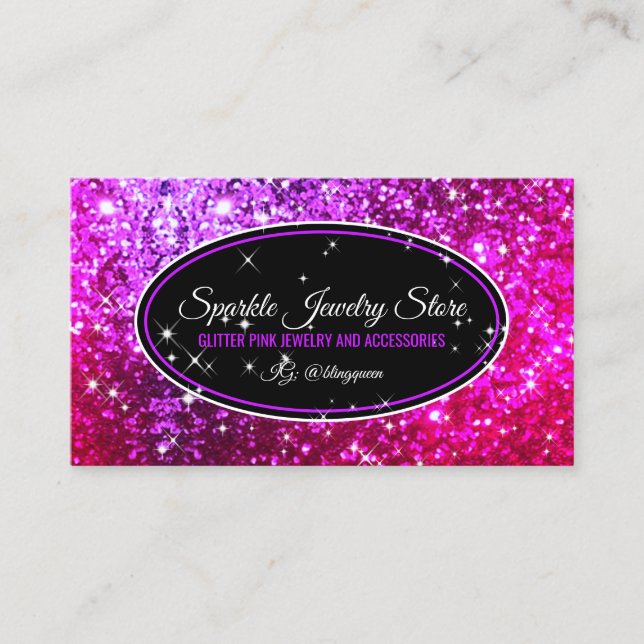 Carte De Visite Étincelle Pink Glitz Glam Étoiles bijoux violet cl (Devant)