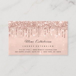 Carte De Visite Étincelle rose d'égouttements d'or de mèche