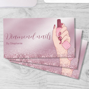Carte De Visite Étincelles Parties scintillant rose ongle Artiste
