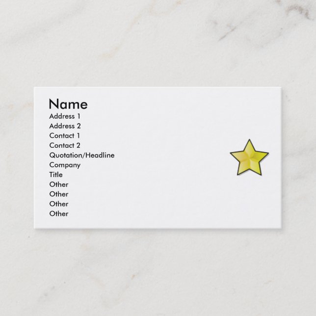 Carte de visite étoile (Devant)