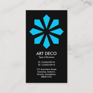 Carte De Visite Etoile à fleurs Art déco bleu - Noir