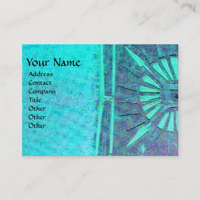Carte De Visite ÉTOILE DU MATIN, MONOGRAM Bleu Turquoise (Devant)
