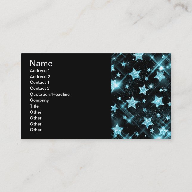 Carte De Visite Étoiles bleues de parties scintillantes d'affaires (Devant)