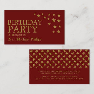 Carte De Visite Etoiles de Parties scintillant d'or, billet de fêt