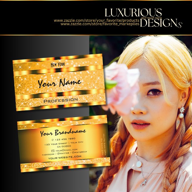 Carte De Visite Étoiles de Parties scintillant flamboyante orange (Créateur téléchargé)