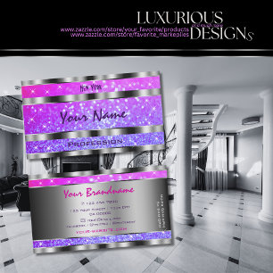 Carte De Visite Etoiles de Parties scintillant rose violet ornate 