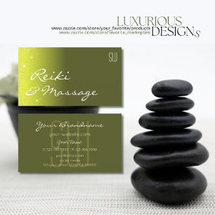 Carte De Visite Étoiles de Parties scintillant vert jaune et olive