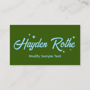 Carte De Visite Étoiles de typographie rétro vert foncé