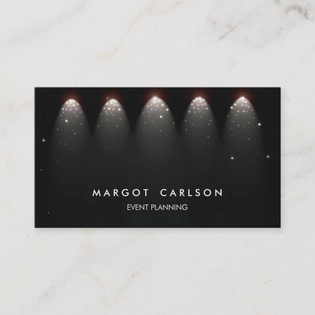 Carte De Visite Étoiles et lumières de l'organisateur d'événements (Devant)