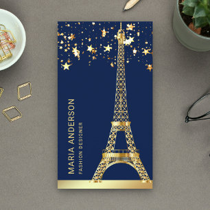 Carte De Visite Étoiles Glam Confettis Feuille d'Or Tour Eiffel Pa
