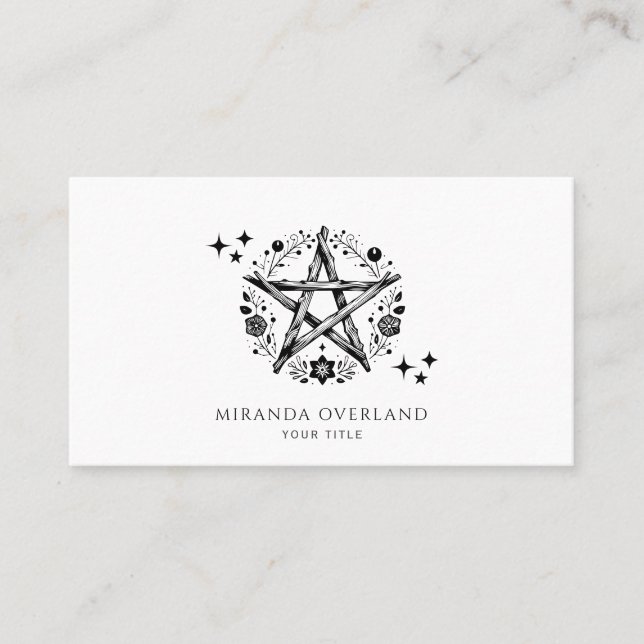 Carte De Visite Étoiles Holistic Business Floral Pentacle (Devant)