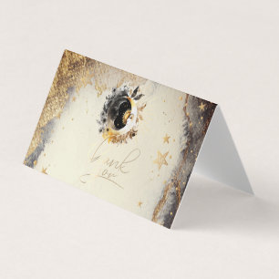 Carte De Visite Étoiles Lunes Or Céleste Foncé