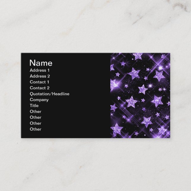 Carte De Visite Étoiles pourpres de parties scintillantes (Devant)