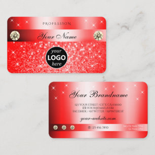 Carte De Visite Etoiles rousses de luxe en Parties scintillant rou