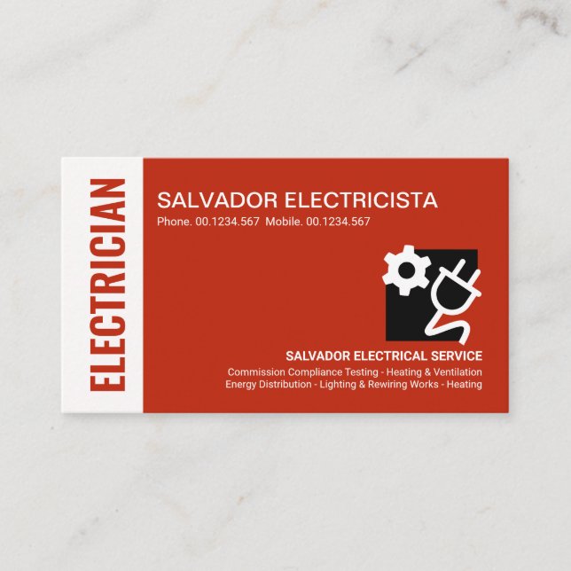 Carte De Visite Étonnant électricien en calques rouges (Devant)