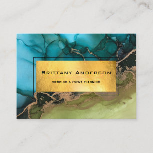 Carte De Visite Etonnant or Foil Noir Turquoise Abstrait Personnal