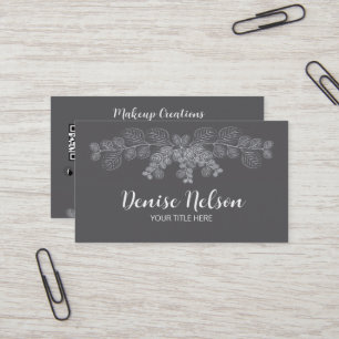 Carte De Visite Eucalyptus minimaliste ligne gris Art QR Code
