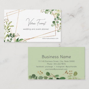 Carte De Visite Eucalyptus Verdure Cadre géométrique moderne