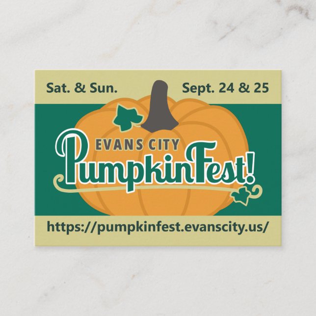 Carte De Visite Evans City PumpkinFest 2022 (Devant)