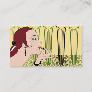 Carte De Visite Ève, Madame d'art déco en jaune et olive
