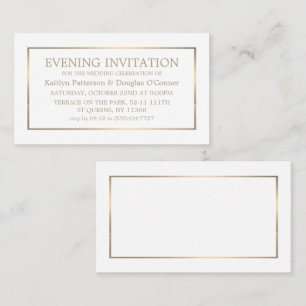 Carte De Visite Evénement de soirée moderne White & Gold Invitatio