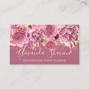 Carte De Visite Evénement Planner Drivers Rose QR Code Logo Floral