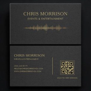 Carte De Visite Événements & Divertissement Musique Code QR Or Noi