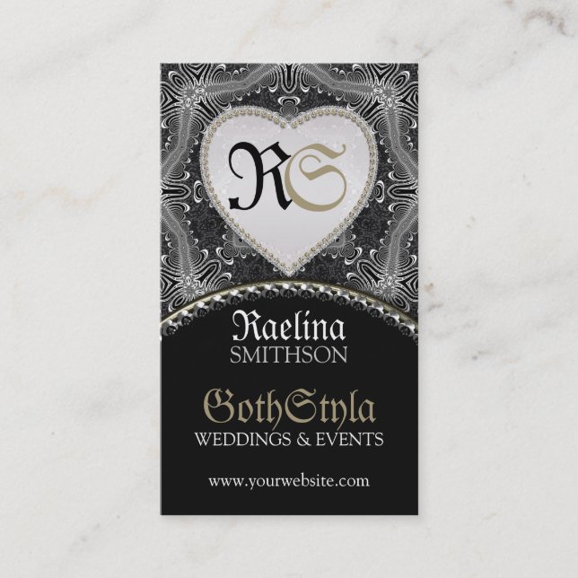Carte De Visite Événements et Wedding planners gothiques sombres a (Devant)